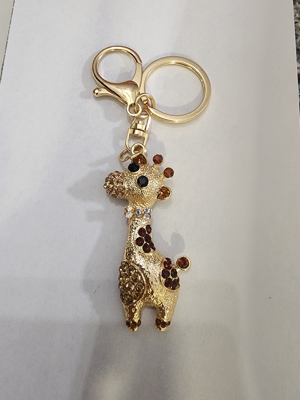 Gold Giraffe Crystal Keychain - 4×1
